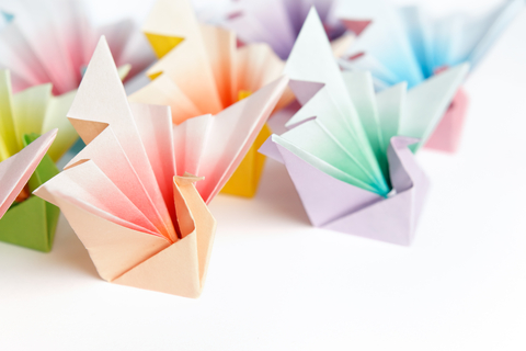 colorful paper cranes